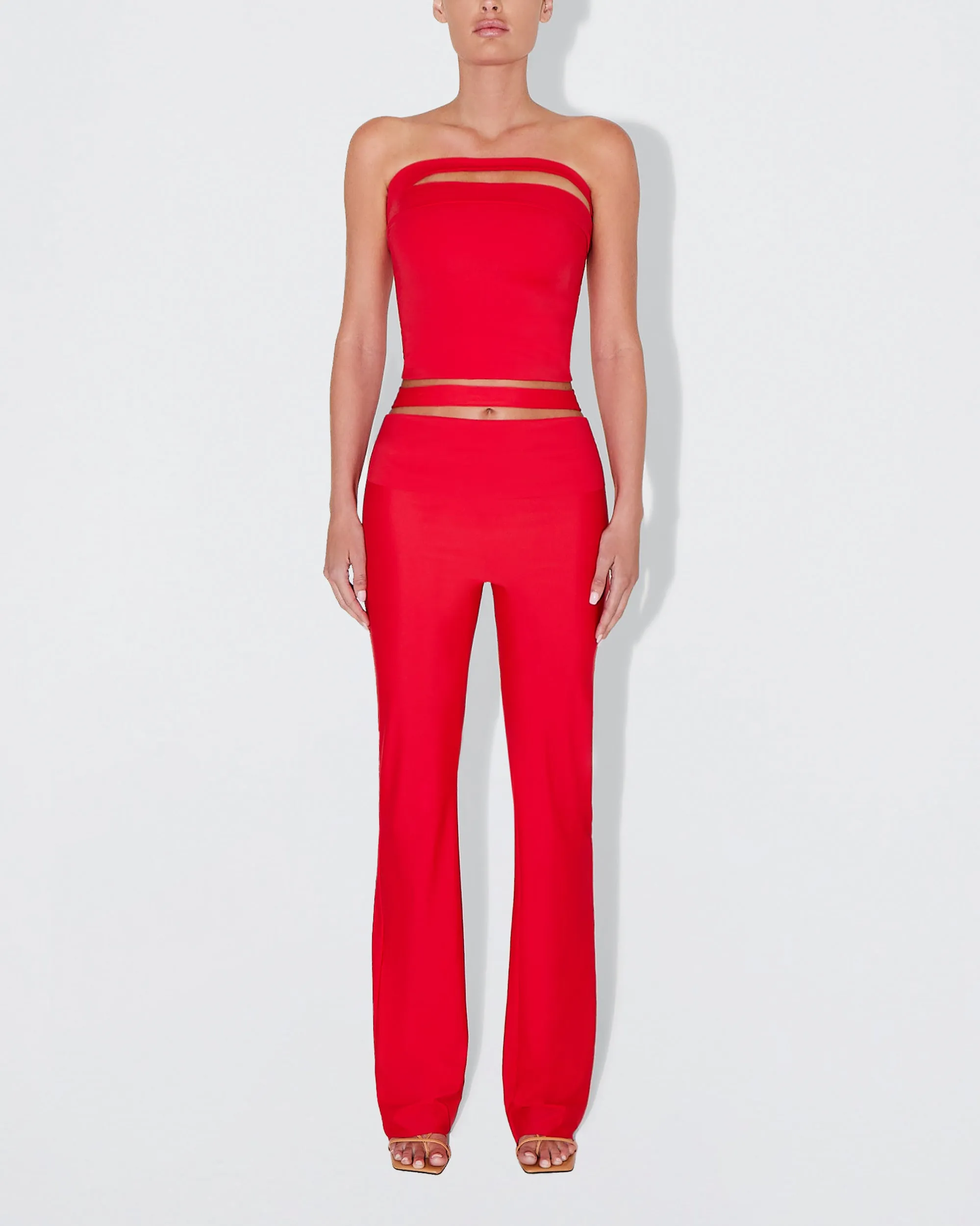 Sleek Stretch Cutout Foldover Pant | Tomato