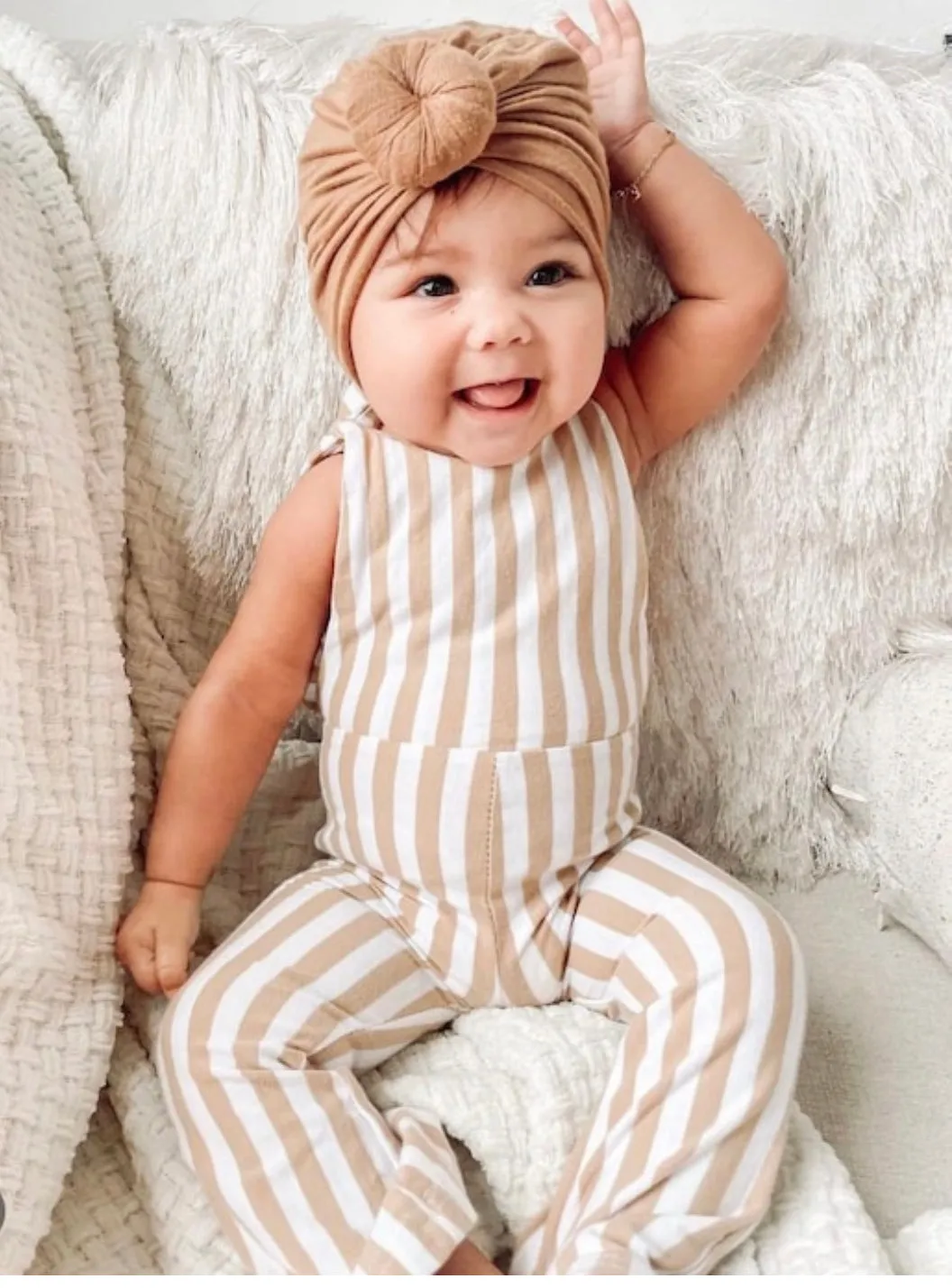 Striped Baby Flares Playsuit - Pink