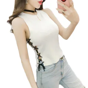 Summer Slim Knitted Camisole Crop Tops Sleeveless Shirt