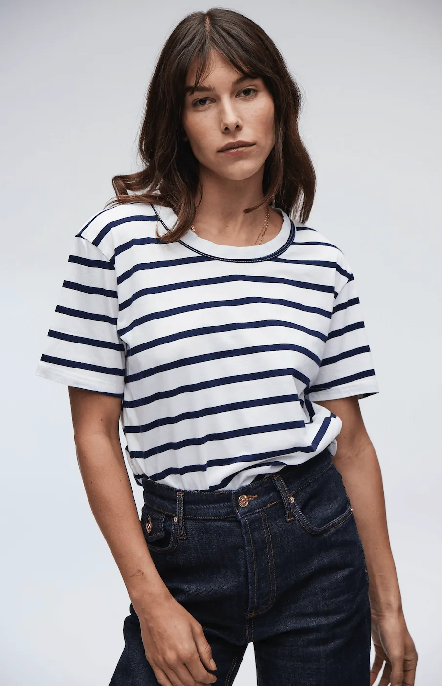 Super Relaxed Tee Stripe Navy/White