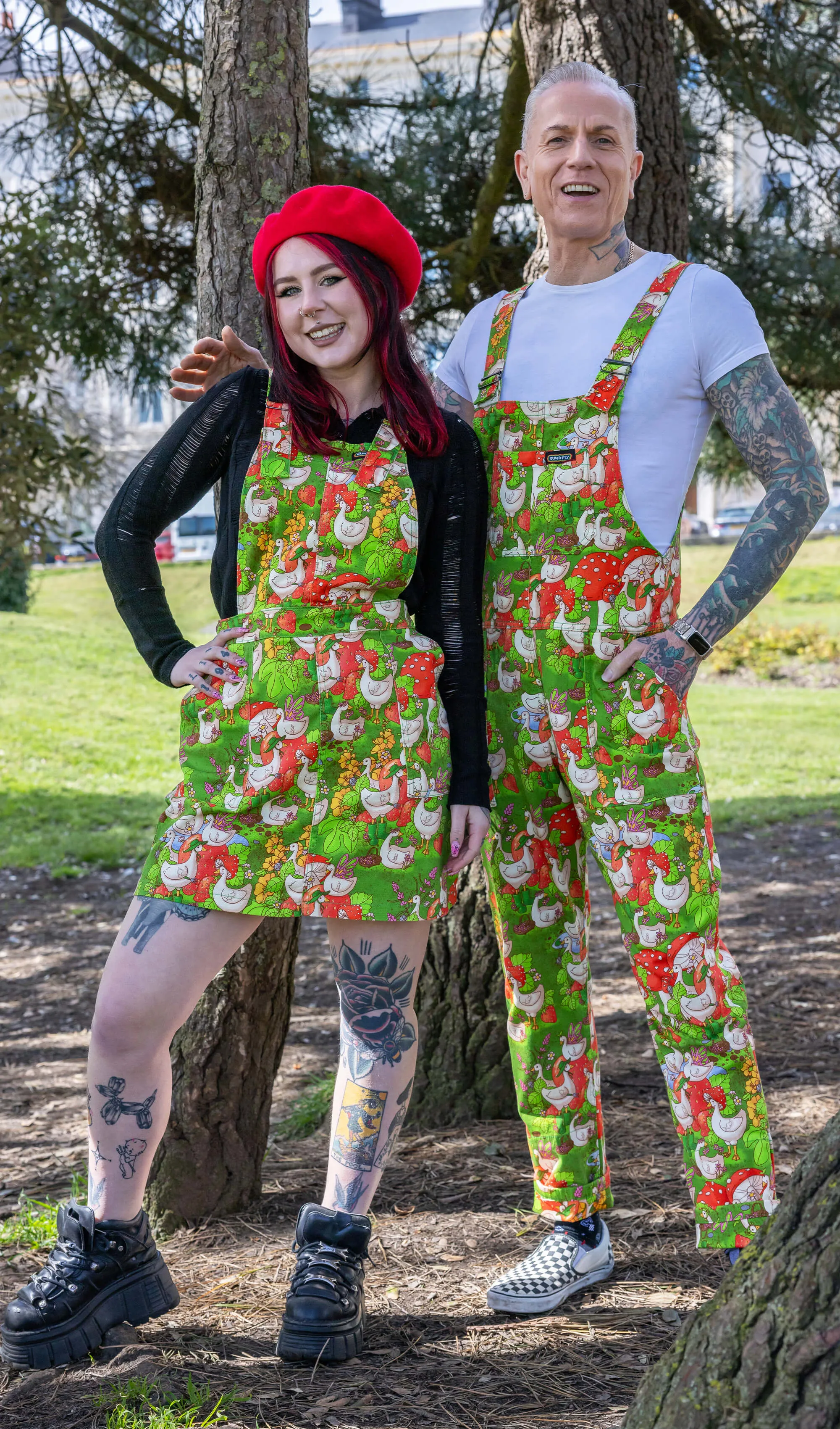 The Mushroom Babes In The Geese Garden Stretch Twill Dungarees - Unisex