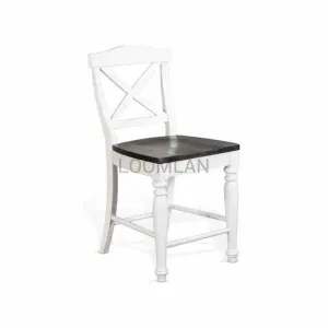 Two Tone Wood Crossback Counter Height Barstool Wood Seat