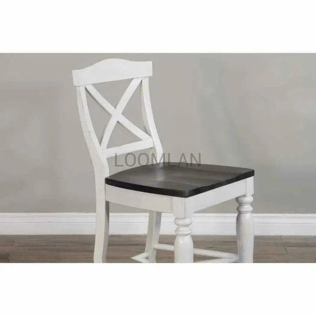 Two Tone Wood Crossback Counter Height Barstool Wood Seat