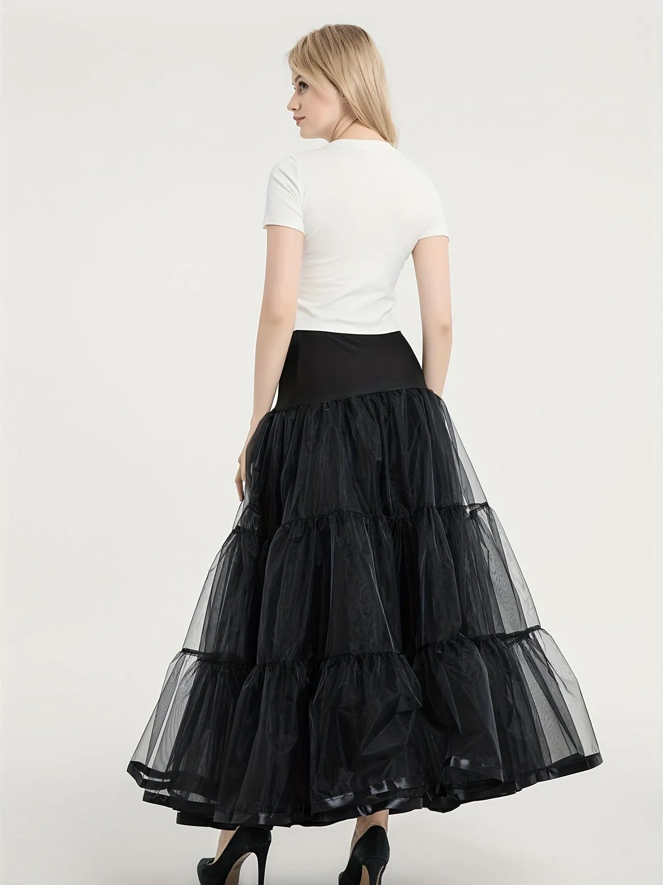 Vintage Pleated High Waist A Line Layered Skirts for Women