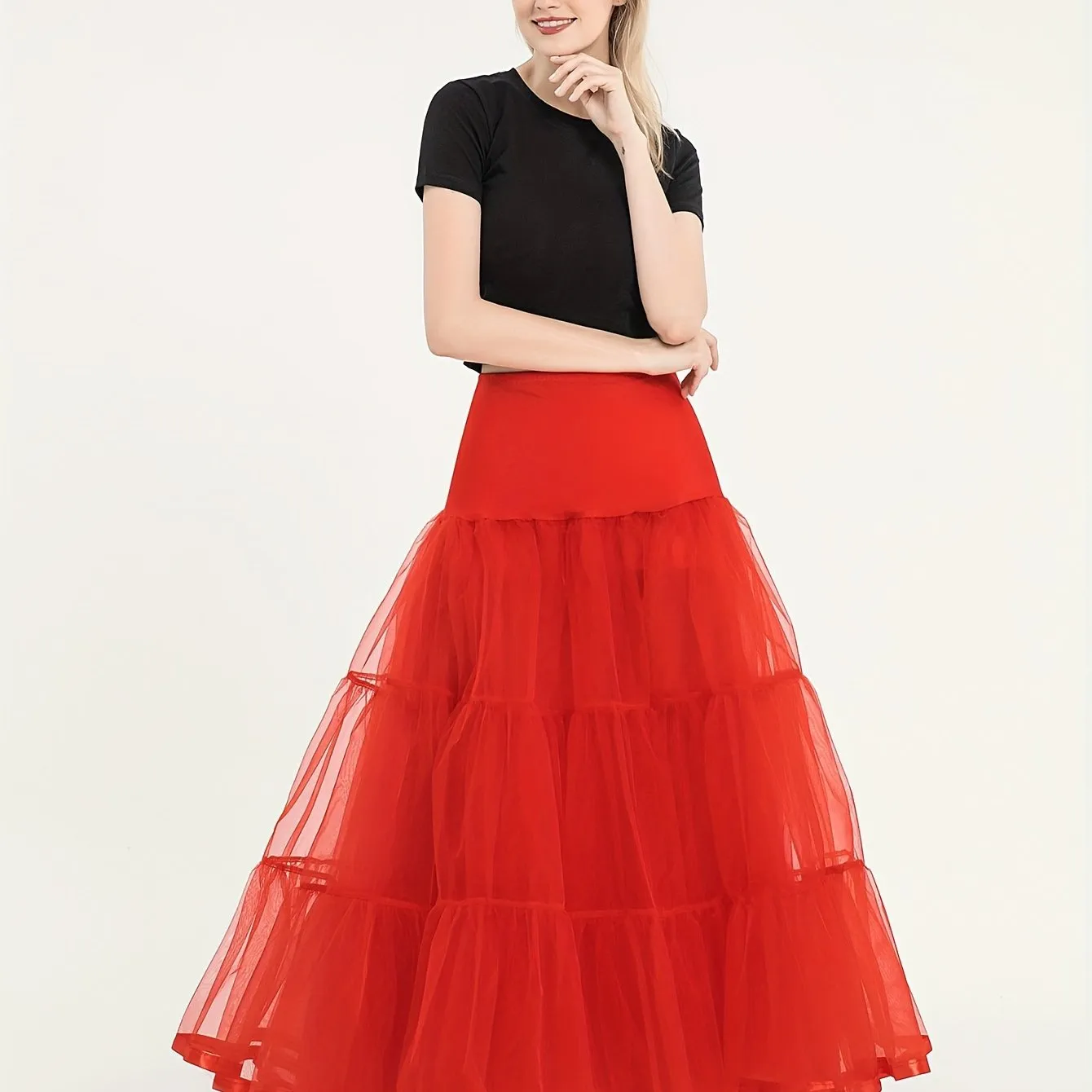 Vintage Pleated High Waist A Line Layered Skirts for Women