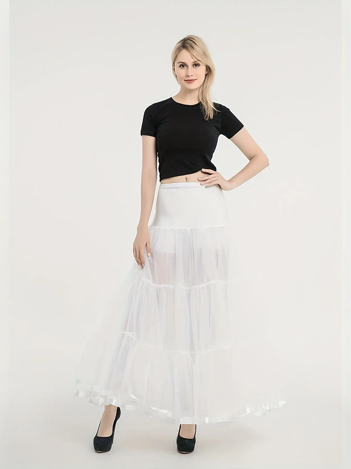 Vintage Pleated High Waist A Line Layered Skirts for Women