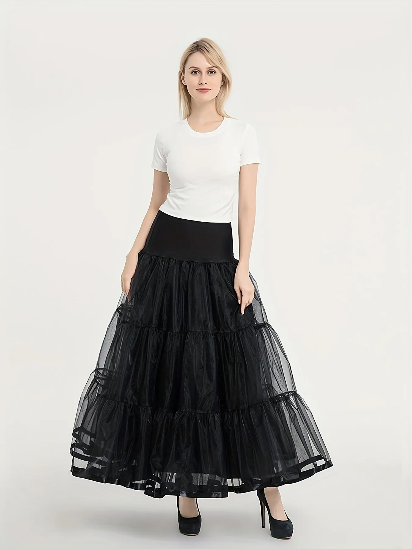 Vintage Pleated High Waist A Line Layered Skirts for Women