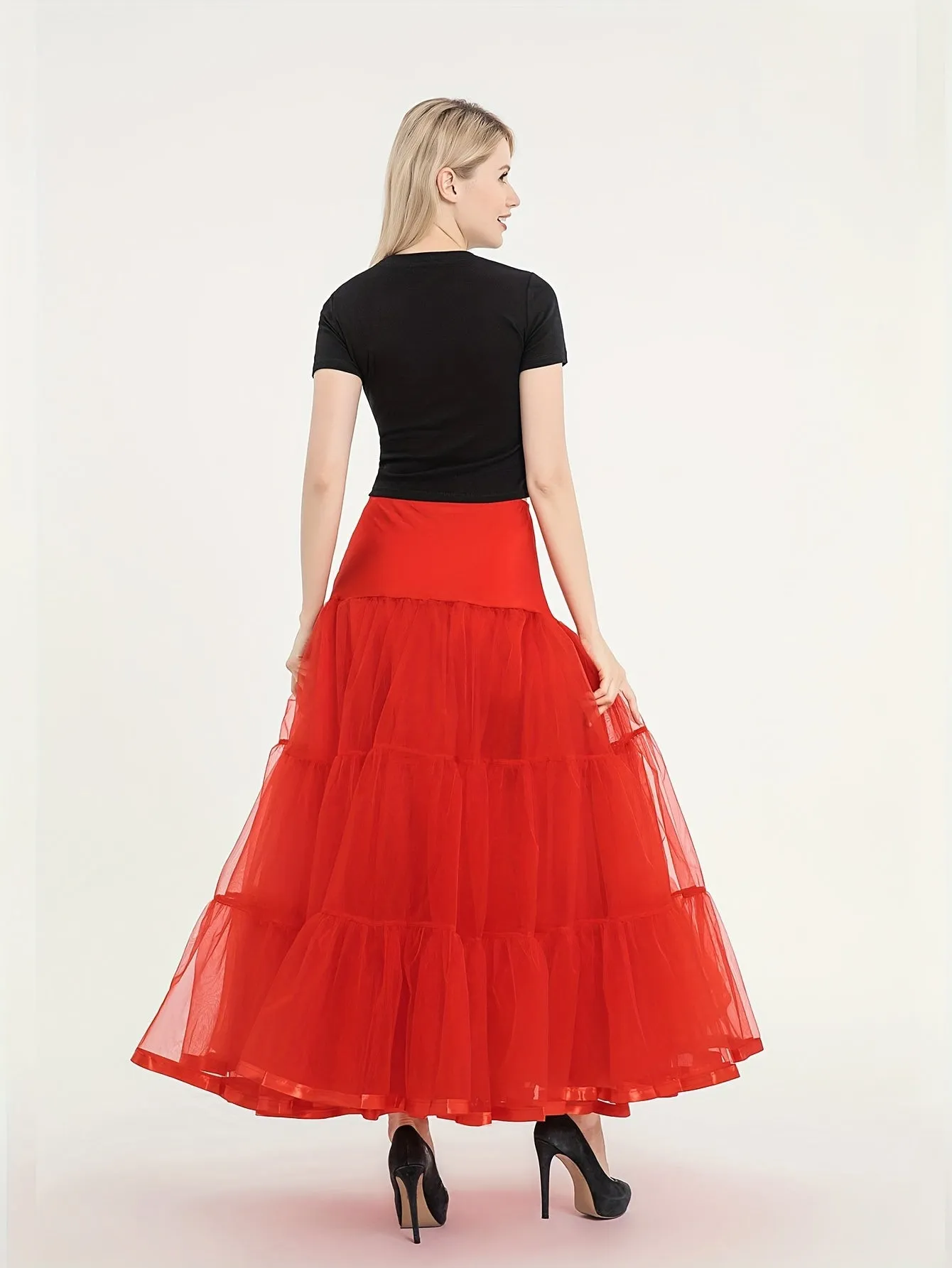 Vintage Pleated High Waist A Line Layered Skirts for Women