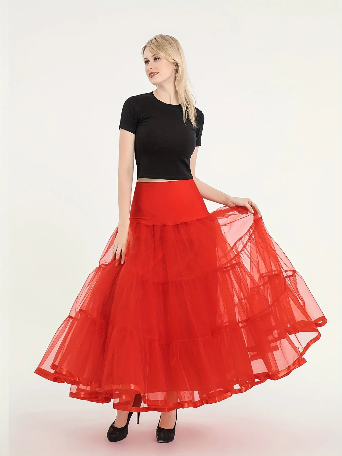 Vintage Pleated High Waist A Line Layered Skirts for Women