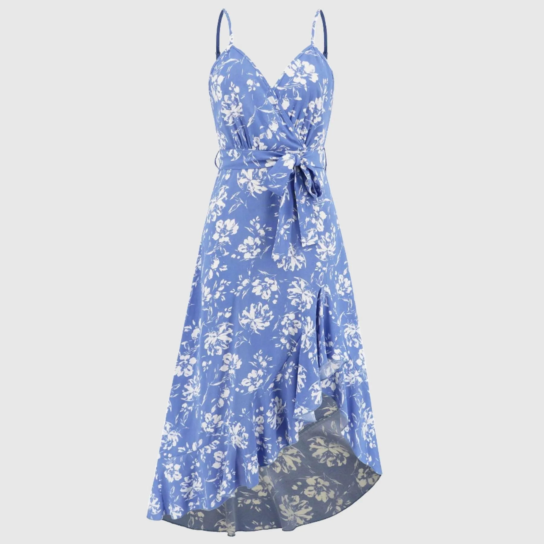 Women's Irregular Cut Floral Strap Dress