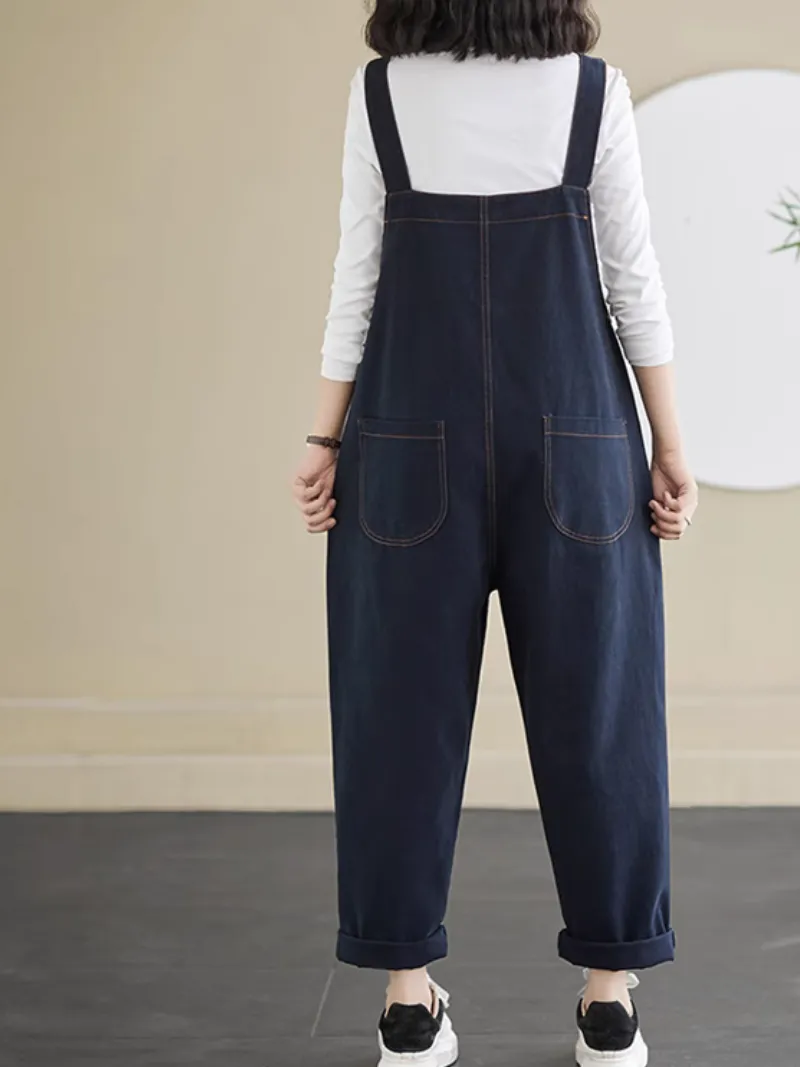 Women's Retro Stylish Straight-Leg Bib's Overalls Dungarees