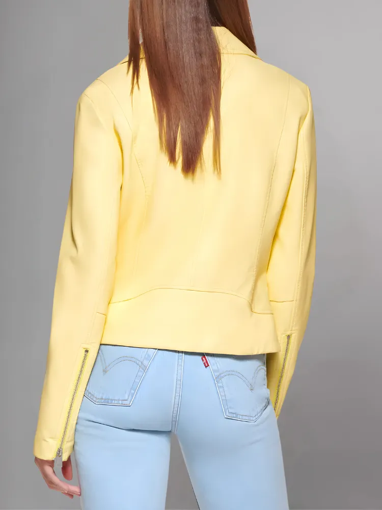 Women's Yellow Sheepskin Leather Jacket