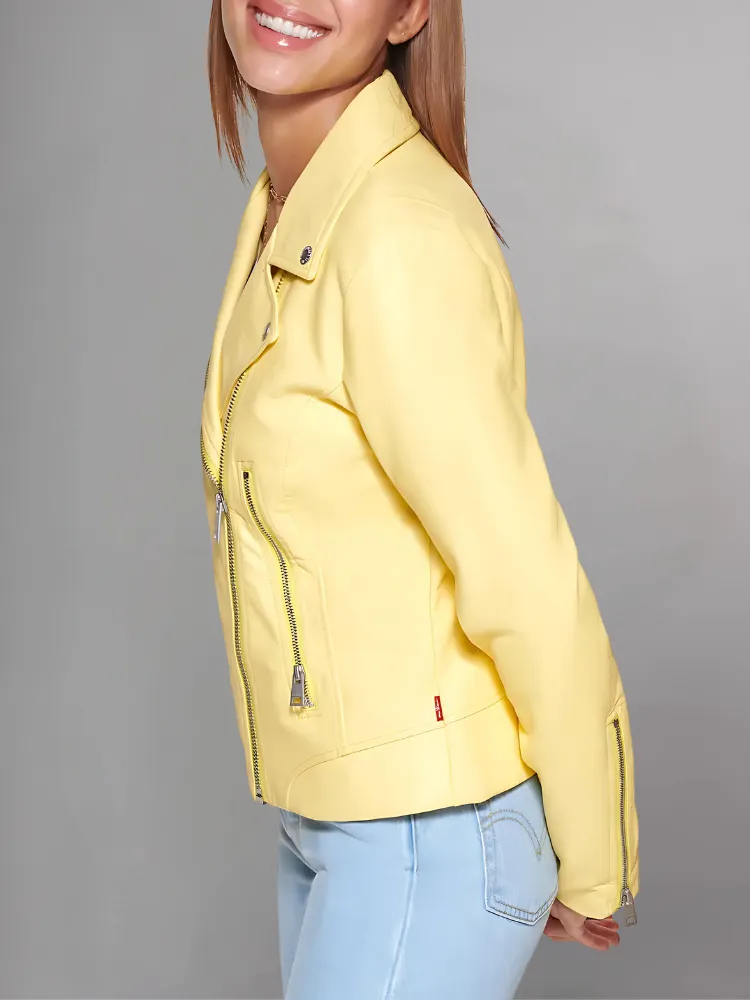 Women's Yellow Sheepskin Leather Jacket