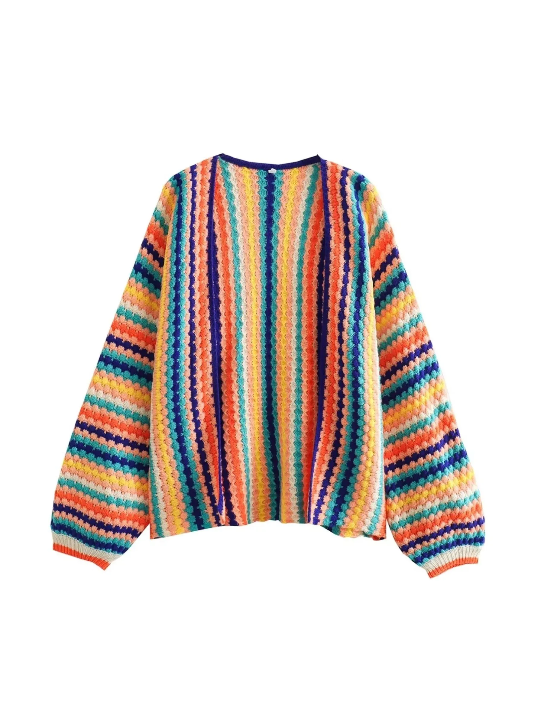 Yael Rainbow Striped Knit Cardigan