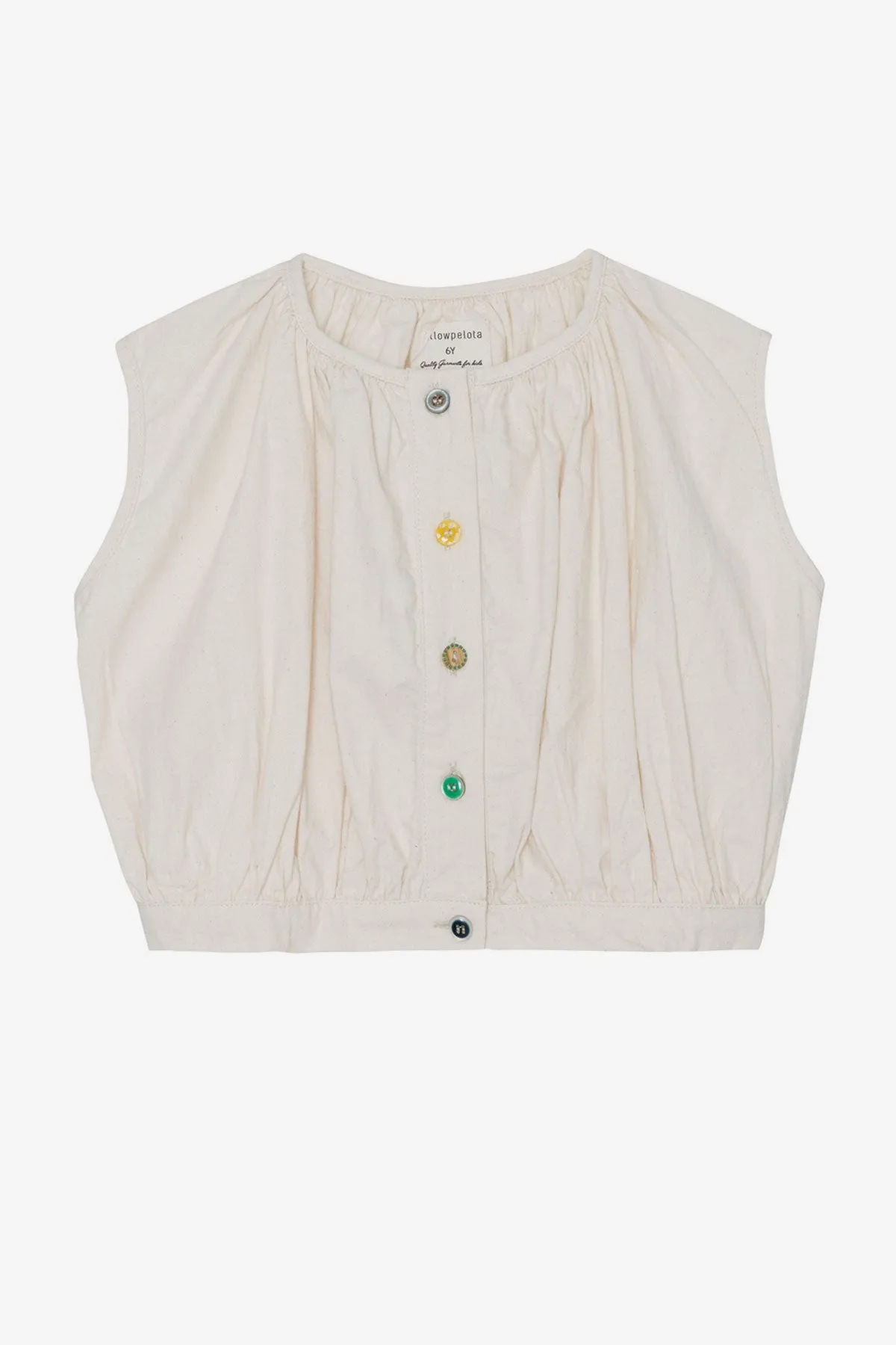 Yellow Pelota Mix Buttons Girls Blouse - Natural